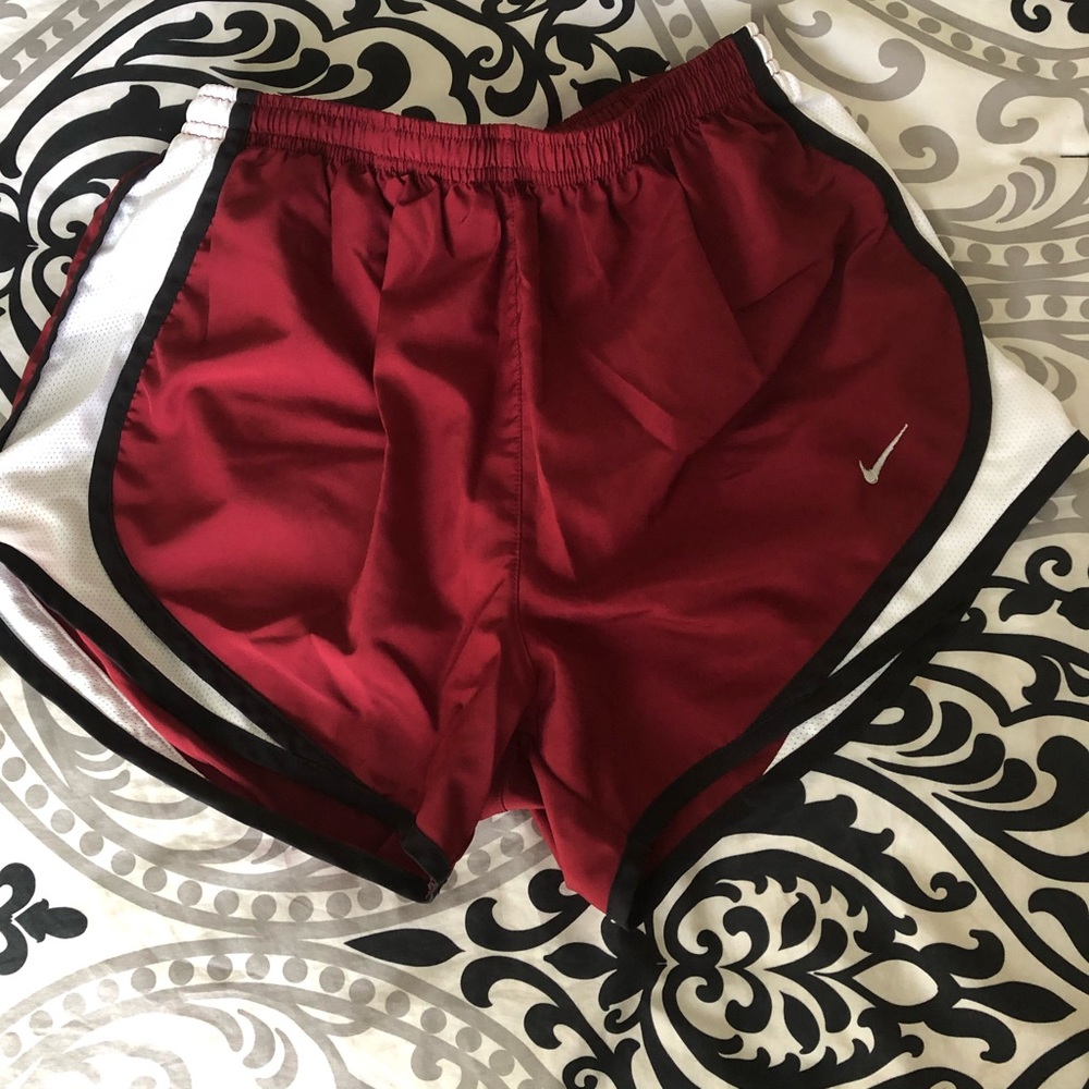 Nike Dri-Fit shorts size Small, base color maroon
